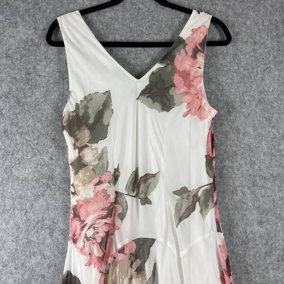 Robbie Bee Chiffon Dress Womens 12 Floral Cowl Neck Romantic Whimsy Fairy Y2K - Picture 12 of 15